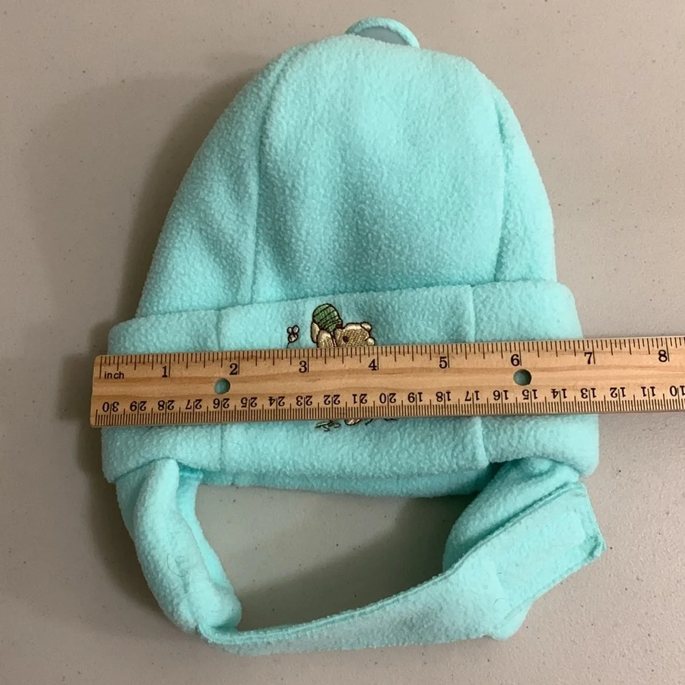 Vintage Winnie The Pooh Warm Winter Fleece Hat 0-3 Months Ear Warmers Strap